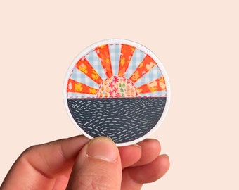 Sunrise Sticker, Sun vinyl sticker, sun stickers, feel good stickers, beach stickers for tumblers, yeti sticker beach, here comes the sun