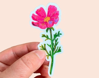 Cute Cosmo Flower Sticker - October Birth Flower Stickers, if moms were flowers sticker, cosmo flower decal, waterproof vinyl, clear sticker