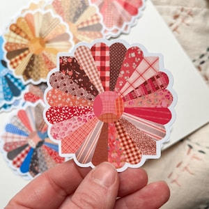 Sticker fleur courtepointe rose, stickers couture, stickers courtepointe, cadeau pour les amateurs de courtepointe, sticker machine à semer, sticker couture, stickers bohème