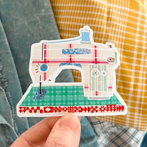 Retro Sewing Machine Sticker, quilt sewing stickers, vintage sewing machine, waterproof sticker, sowing machine, crafter gift,  cottagecore