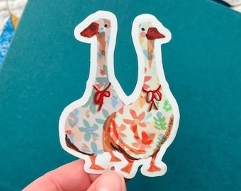 Silly Goose Sticker, pattern goose stickers, geese stickers, cute spring stickers, goose vinyl sticker, cute spring geese sticker
