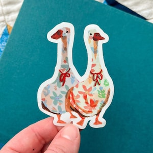 Silly Goose Sticker, pattern goose stickers, geese stickers, cute spring stickers, goose vinyl sticker, cute spring geese sticker