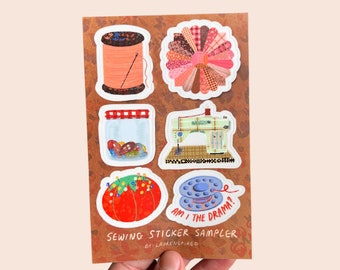 Hoja de pegatinas de costura, pegatinas divertidas para costura, pegatinas para máquina de coser, pegatinas para patchwork, pegatinas para acolchado, calcomanías para máquina de coser, regalo de costura