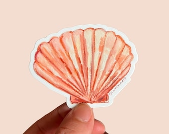 Pink Seashell Sticker, Shell Stickers, Beach Sticker, yeti sticker beach, vinyl beach stickers, summer sticker, Shell sticker