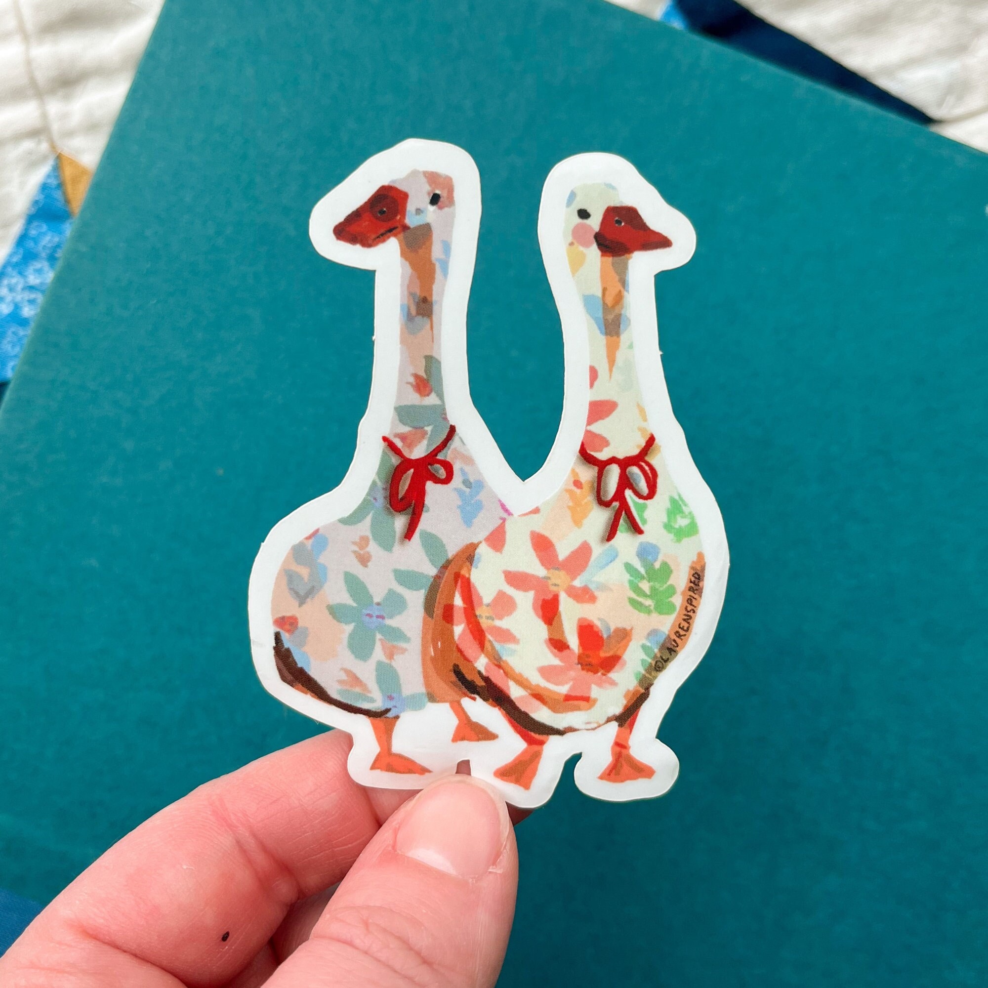 Silly Goose Sticker, pattern goose stickers, geese stickers, cute spring stickers, goose vinyl sticker, cute spring geese sticker
