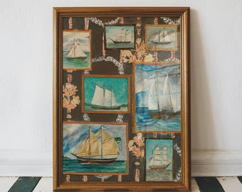 Old Ship at Sea art print, coastal wall art, beach house decor, vintage sailboat, coastal granddaughter, nautical sailing ship, beachy print