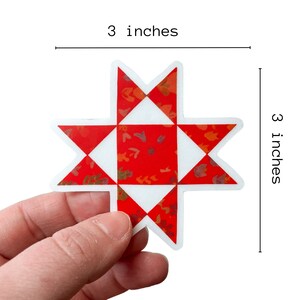red Ohio Star Quilt Block Sticker, Sewing Stickers, Quilting Stickers, Quilt lovers gift, sowing machine sticker, sewing decal, boho stickers