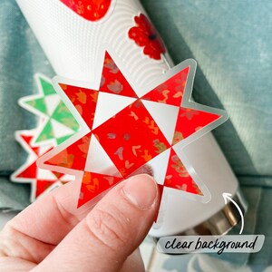 red Ohio Star Quilt Block Sticker, Sewing Stickers, Quilting Stickers, Quilt lovers gift, sowing machine sticker, sewing decal, boho stickers