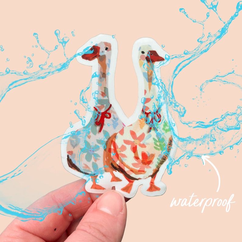 Silly Goose Sticker, pattern goose stickers, geese stickers, cute spring stickers, goose vinyl sticker, cute spring geese sticker