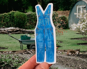 Overalls Sticker, gardening stickers, cottagecore stickers, farm girl sticker, Gardener stickers, garden lovers gifts, spring sticker
