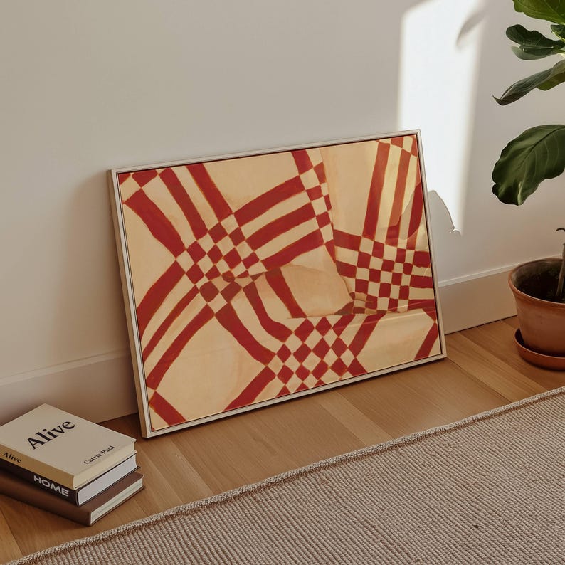 Lámina artística de patchwork con estética campestre de la abuela, lámina artística cottagecore, tapas de colchas de sacos de pienso, arte mural de patchwork vintage, cuadrado de colcha enmarcado de la década de 1930 imagen 6