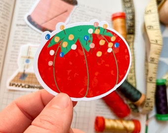 Pin Cushion Sticker, quilt sewing stickers, sewing machine sticker, waterproof sticker, sowing machine, crafter gift, gift for seamstress