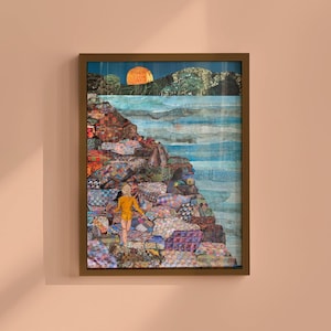 Stampa trapunta Ocean Art, arte murale costiera Blue Preppy, sogni marini per nipote costiera, stampe Laguna Beach per camera da letto per adolescenti, divertente arte costiera