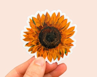 Sunflower Sticker, clear floral decal, aesthetic boho stickers, treetops sunflower gifts, vinyl flower sticker for yeti, trending stickers