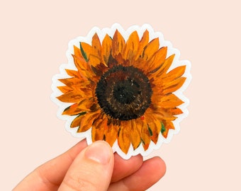 Sunflower Sticker, clear floral decal, aesthetic boho stickers, treetops sunflower gifts, vinyl flower sticker for yeti, trending stickers