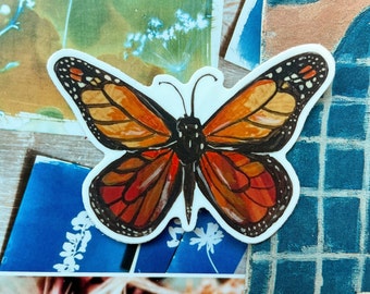 Monarch Butterfly Sticker, nature stickers for water bottle, monarchs, boho butterfly lover gift, hiking accessories, stanley sticker