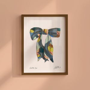 Stampa artistica con fiocco alla moda, stampa artistica da parete per ragazze in stile balletcore, stampa artistica da parete vintage preppy, ragazza adolescente estetica, già stampata, grande opera d'arte per pareti di grandi dimensioni