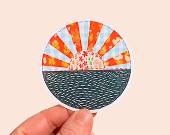Sunrise Sticker - Sun vinyl sticker, sun stickers, feel good stickers, beach stickers for tumblers, yeti sticker beach, here comes the sun