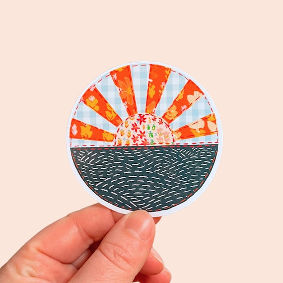 Sunrise Sticker - Sun vinyl sticker, sun stickers, feel good stickers, beach stickers for tumblers, yeti sticker beach, here comes the sun