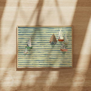 Nautical Sailboat Art, large art for big walls, colorful travel poster, fun coastal art print, midcentury modern vintage retro beach decor image 6