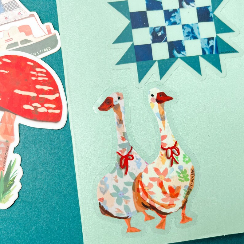 Silly Goose Sticker, pattern goose stickers, geese stickers, cute spring stickers, goose vinyl sticker, cute spring geese sticker