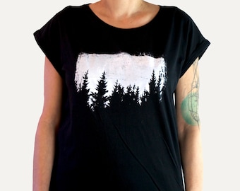 Trees Screen Print Shirt, Graphic Tees for Women