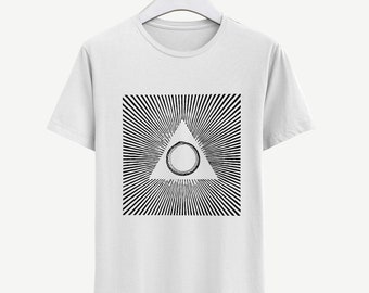 Sale imperfecte print - maat XL - psychedelisch occult T-shirt, T-shirt met zeefdruk, biologisch katoen