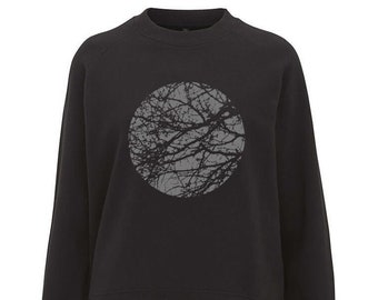 Herren Grafik Sweatshirt, Bio-Baumwolle, Siebdruck Bäume Sweatshirt, Alternative Kleidung