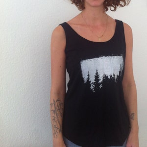 Women Black top Trees, trees top, forest top, grunge, Minimal shirt, Womens graphic Tee image 2