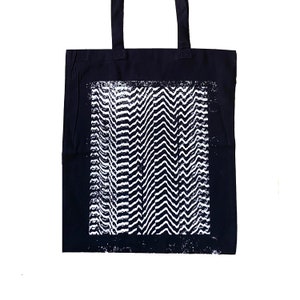 Glitch Pattern Tote Bag, Screen Printed Reusable Grocery Bag