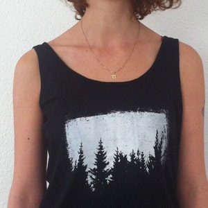 Women Black top Trees, trees top, forest top, grunge, Minimal shirt, Womens graphic Tee image 1