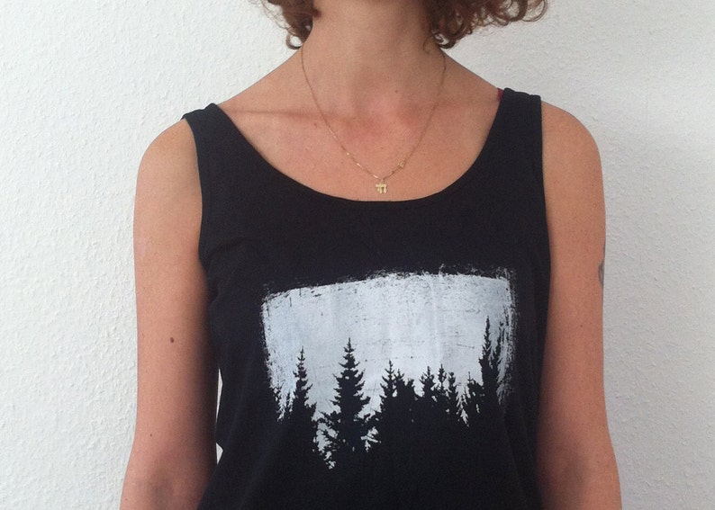 Women Black top Trees, trees top, forest top, grunge, Minimal shirt, Womens graphic Tee image 1