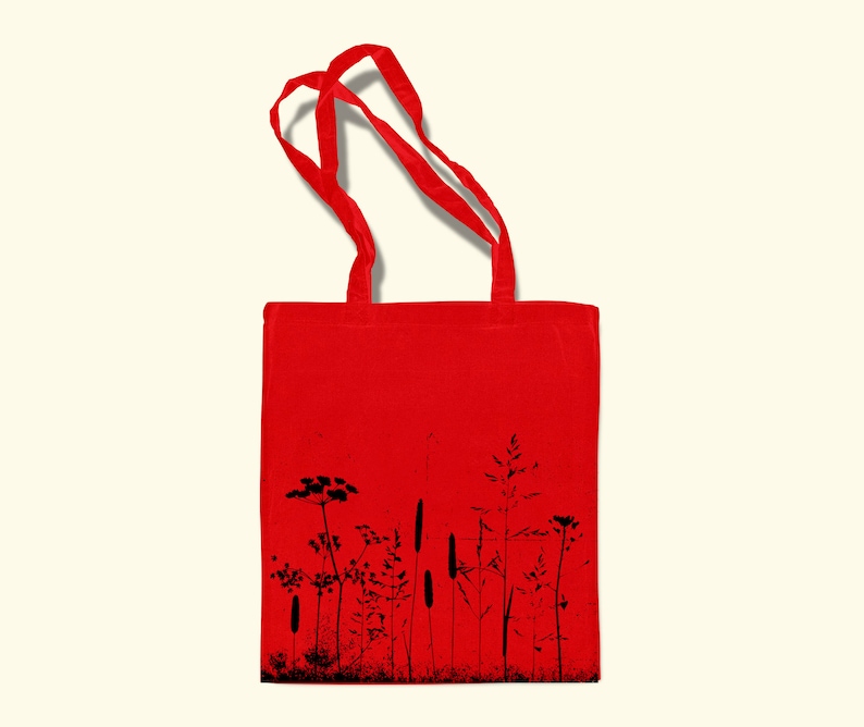 Botanical Tote Bag Canvas Screen Printed Plants Shopper Bag Gifts for Her