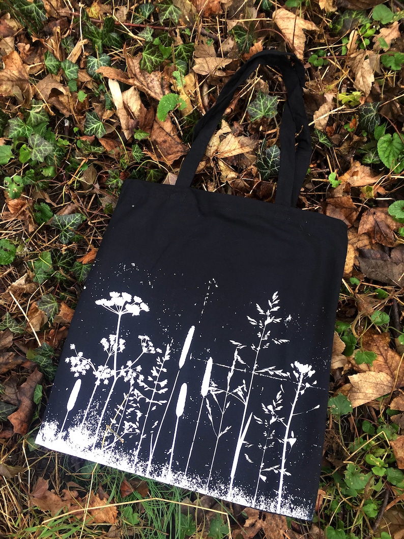 Botanical Tote Bag Canvas Screen Printed Plants Shopper Bag Gifts for Her