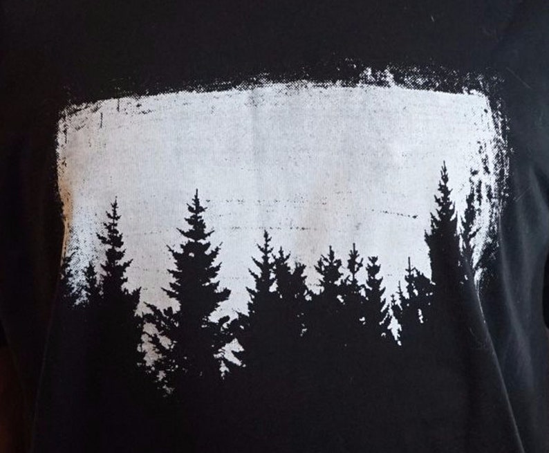 Tree Shirt, Organic Cotton Forest Shirt, Screen Printed Graphic Tee image 2