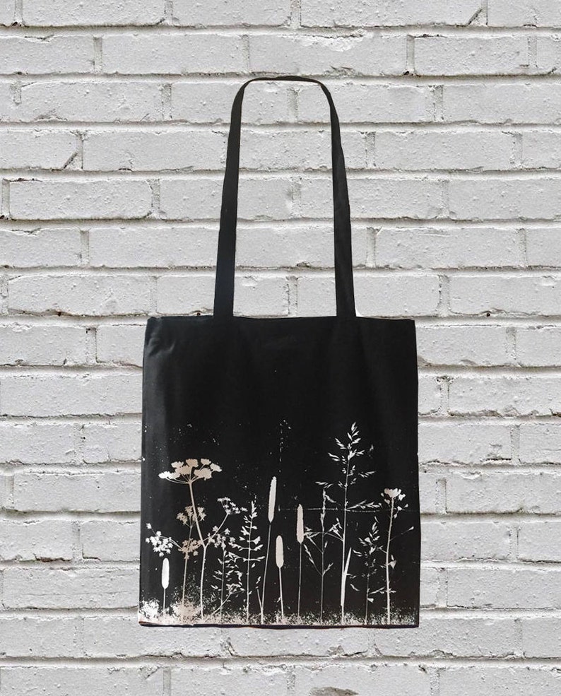 Botanical Tote Bag Canvas Screen Printed Plants Shopper Bag Gifts for Her