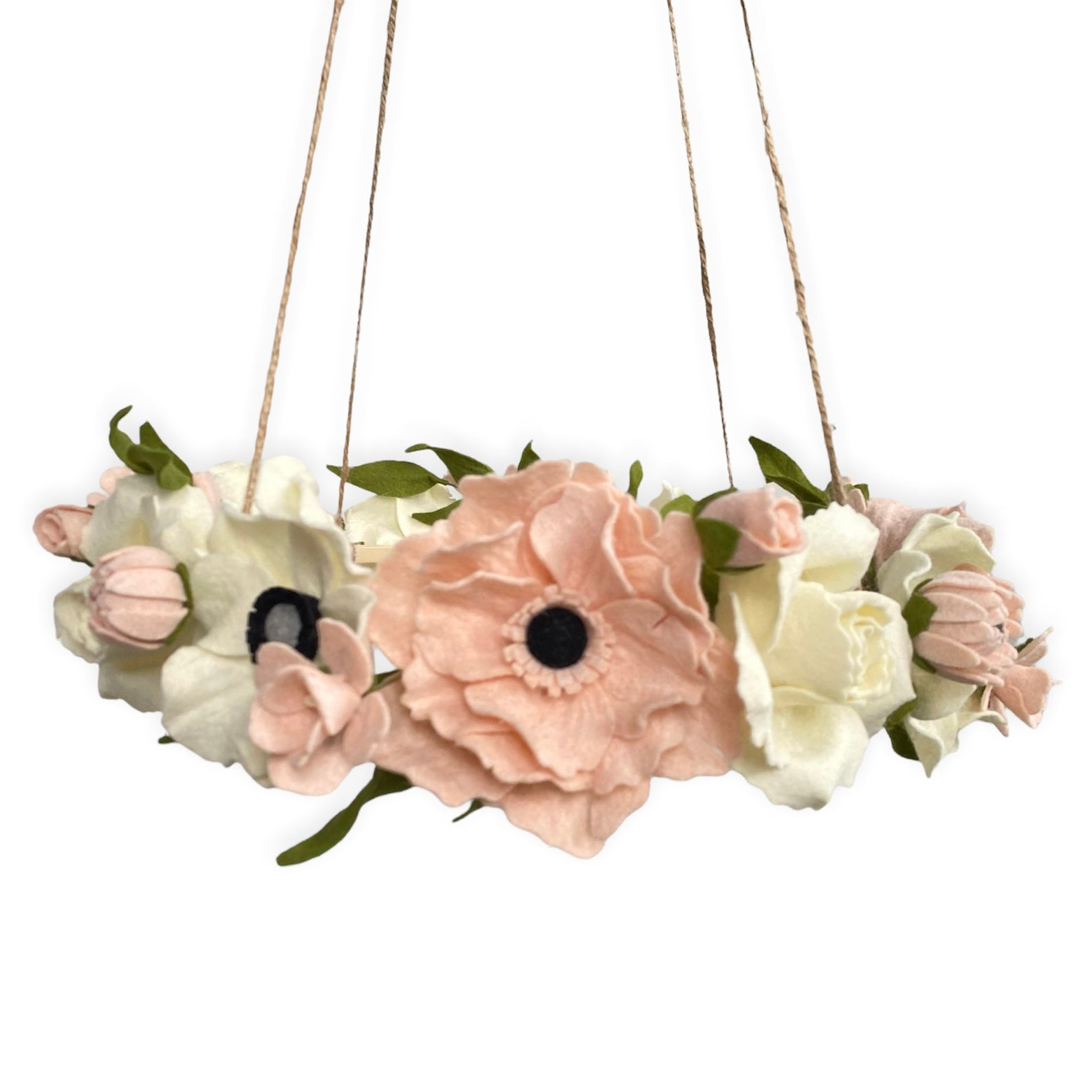 Flower Crib Mobile Pink Peony Felt Flower Mobile Blush Etsy