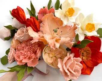 Peach Wedding Bouquets, Wedding Bouquet, Mother's Day Flowers, Wedding Rehearsal Bouquet, Bridesmaid Bouquets, Heirloom Floral Bouquet