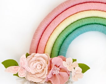 Rainbow Fiber Art, Pastel Rainbow, Rainbow Wall Decor, Rainbow Nursery Decor, Rainbow Party Decor, Nursery Decor, Rainbows, Felted Rainbow