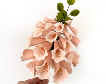 Foxglove Felt Flowers, Floral Stem, Mother's Day Flowers, Wedding Rehearsal Bouquet, Bridesmaid Bouquets, Heirloom Floral Bouquet