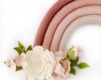 Rainbow Fiber Art, Rose Gold Rainbow, Rainbow Wall Decor, Rainbow Nursery Decor, Rainbow Party Decor, Neutral Rainbow, Felted Rainbow, Boho