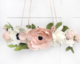 Flower Crib Mobile, Pink Peony Felt Flower Mobile, Blush Flower Crib Mobile, Baby Crib Mobile, Nursery Decor, Baby Decor, Peony Flower