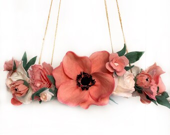 Pink Poppy Crib Mobile, Pink Poppy Felt Flower Mobile, Blush Flower Crib Mobile, Baby Crib Mobile, Nursery Decor, Baby Decor, Poppy Flower