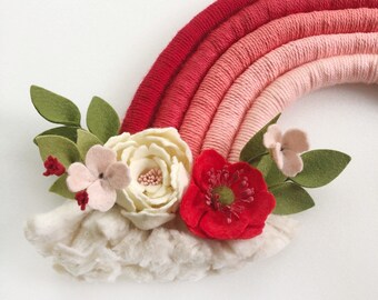 Rainbow Fiber Art, Red Rainbow, Rainbow Wall Decor, Rainbow Nursery Decor, Rainbow Party Decor, Nursery Decor, Rainbows, Felted Rainbow