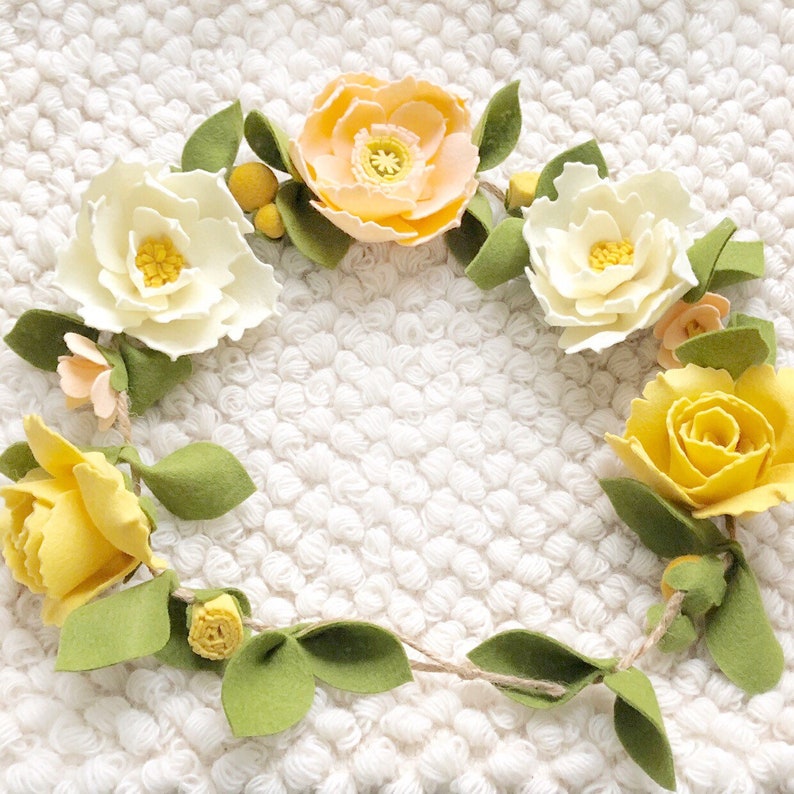 Peach High Chair Felt Flower Garland First Birthday Etsy