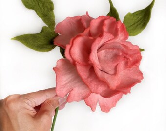 Peony Felt Flowers, Peony Floral Stem, Mother's Day Flowers, Wedding Rehearsal Bouquet, Bridesmaid Bouquets, Heirloom Floral Bouquet