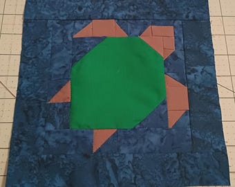 Small 6" Turtle Quilt Block Pattern Traditional Piecing Digital Template