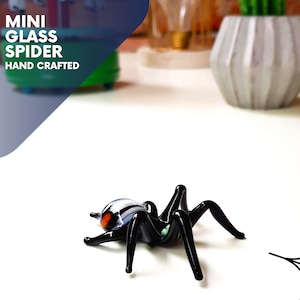 Glass Spider Figurine, Hand-Blown Glass Spider Art, Miniature Spider Figurines, No paint Only Colored Glasses, Perfect Collectible.