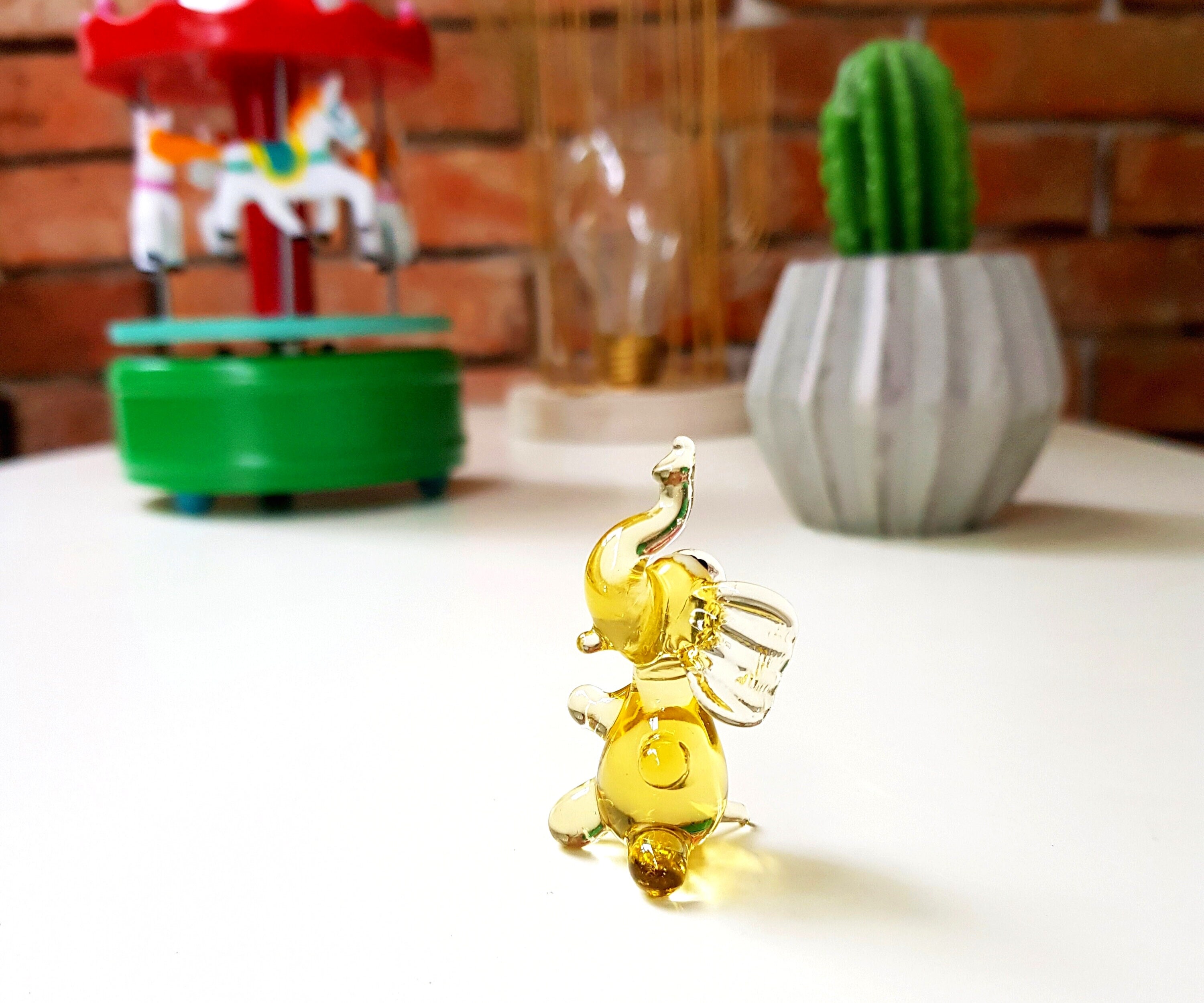 Glass Elephant Figurine Art Glass Hand-Blown Collectible Figure Glass Elephant Figurine Art Glass Hand-Blown Collectible Figure