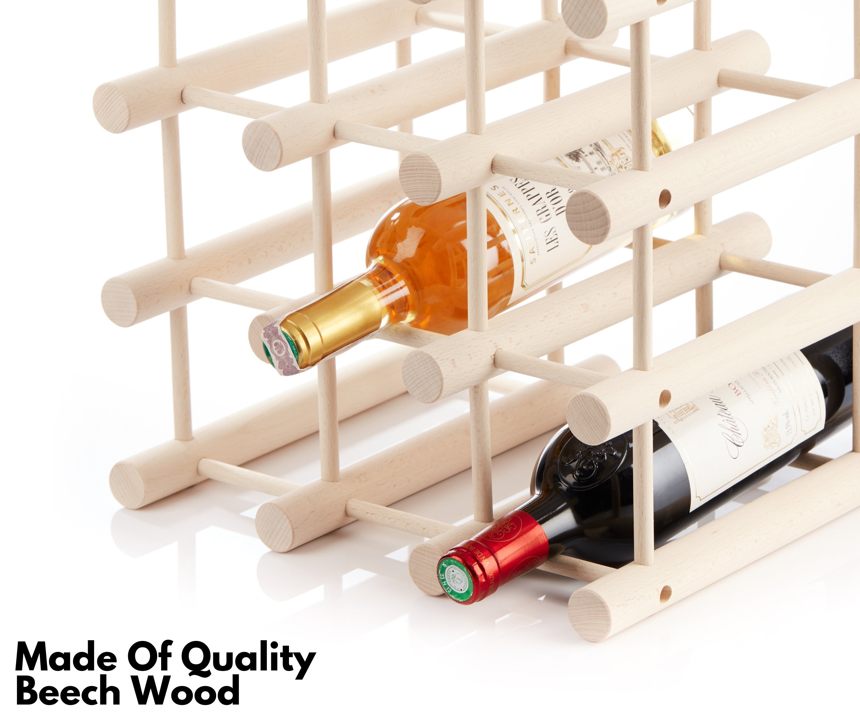 Wooden Free Standing Countertop Wine Rack for 12 Bottles Modular